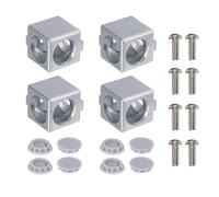 sourcing map 4Set 20x20x20mm 2-Way Corner Bracket Cube, Aluminum Alloy Block for 2020 Series Aluminum Extrusion Profile with Screws