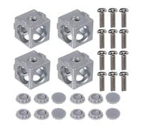 sourcing map 4Set 20x20x20mm 3-Way Corner Bracket Cube, Aluminum Alloy Block for 3030 Series Aluminum Extrusion Profile with Screws