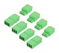 sourcing map 4set 3.5mm 0.14" Pitch Spring PCB Terminal Block Connector 3 Pin Male Female Pluggable Quick PCB Wiring Terminals for 22-16AWG Cable Mechanical Equipment, Green