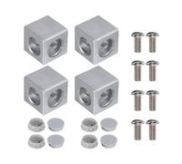 sourcing map 4Set 30x30x30mm 2-Way Corner Bracket Cube, Aluminum Alloy Block for 2020 Series Aluminum Extrusion Profile with Screws
