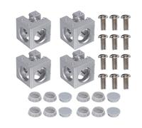 sourcing map 4Set 30x30x30mm 3-Way Corner Bracket Cube, Aluminum Alloy Block for 3030 Series Aluminum Extrusion Profile with Screws