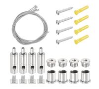 sourcing map 4Set Ceiling Hanging Wire Cable Kit, 2.6ft Bottom Adjust Adjustable Hanging Wire Rope Suspension with Square Mount Screw Kit for Pendant Chandelier Ceiling LED Panel Light, Chrome