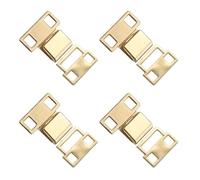 sourcing map 4set Hooks and Eyes Closure Set 15.5mm Metal Hook and Eye Sewing Clasp Snaps Fasteners for Clothing Bra Trousers Pants DIY Craft, Gold Tone
