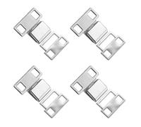 sourcing map 4set Hooks and Eyes Closure Set 15.5mm Metal Hook and Eye Sewing Clasp Snaps Fasteners for Clothing Bra Trousers Pants DIY Craft, Silver Tone