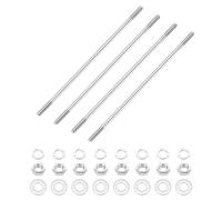 sourcing map 4Set M4x150mm Double Ended Stud Screws, 304 Stainless Steel Dual Threaded Rod Bar Bolts Studs with Nut Washer for House Maintenance Structural Anchoring Fastening Screw