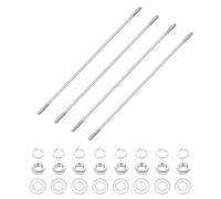 sourcing map 4Set M4x180mm Double Ended Stud Screws, 304 Stainless Steel Dual Threaded Rod Bar Bolts Studs with Nut Washer for House Maintenance Structural Anchoring Fastening Screw