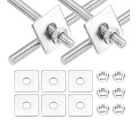 sourcing map 4Set M5x100mm Fully Threaded Rod, 304 Stainless Steel Threaded Rods Bar Studs Right Hand Threads with Nut Square Washer for Structural Anchoring Fastening Screw