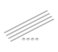 sourcing map 4Set M6-1.0x250mm Fully Threaded Rods, Threaded Rods Bar Studs with Nuts, 304 Stainless Steel Long Thread Screws Hardware for U-Bolts, Anchors, Clamps, Hangers, Silver