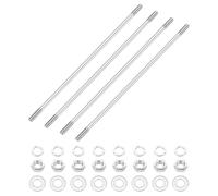 sourcing map 4Set M6x180mm Double Ended Stud Screws, 304 Stainless Steel Dual Threaded Rod Bar Bolts Studs with Nut Washer for House Maintenance Structural Anchoring Fastening Screw