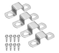 sourcing map 4set U Shaped Connector Bracket 15x15mm 304 Stainless Steel Square Pipe Clamp with Self Tapping Screw Square Tube Buckle for Pipe Hose Cable Automotive Parts, Silver