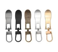sourcing map 4set Zipper Pull, 1.93 Inch Leather Zip Puller Wave Zipper Replacement Repair Zipper Head Handle for Luggage Clothing Jackets Backpacks Boots, Black/Silver/Gold/Grey/Bronze
