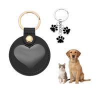 sourcing map 5.1 Inch Pet Paw Print Keychain, Heart Shape Leather Pet Hair & Keepsake Memorial Keychain Cat Dog Fur Storage Key Chain for Collecting Hair Gifts Bag Charm, Black 2 Pcs
