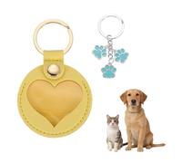 sourcing map 5.1 Inch Pet Paw Print Keychain, Heart Shape Leather Pet Hair & Keepsake Memorial Keychain Cat Dog Fur Storage Key Chain for Collecting Hair Gifts Bag Charm, Yellow 2 Pcs