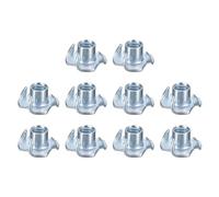 sourcing map 5/16"-18 T-Nuts, Zinc-Plated Carbon Steel 4-Pronged Tee Nuts Threaded Inserts for Climbing Holds and Wood Workings, White 10Pcs