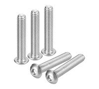 sourcing map 5/16-18x1-3/4" Button Head Socket Cap Screws, 10pcs 304 Stainless Steel Fasteners Hex Bolts Screws, Full Thread Hex Drive Screws