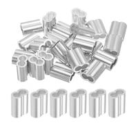 sourcing map 5/16" 8mm Aluminum Crimping Loop Sleeve Double Ferrule for Wire Rope Cable Line End, Silver 25pcs