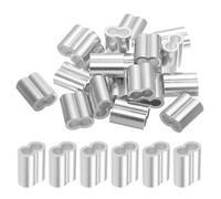 sourcing map 5/16" 8mm Aluminum Crimping Loop Sleeve Double Ferrule for Wire Rope Cable Line End, Silver 20pcs