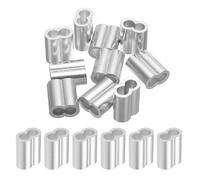 sourcing map 5/16" 8mm Aluminum Crimping Loop Sleeve Double Ferrule for Wire Rope Cable Line End, Silver 10pcs