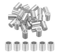 sourcing map 5/16" 8mm Aluminum Crimping Loop Sleeve Single Round Ferrule 22mm Height, Silver 25pcs