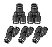 sourcing map 5/16 Inch OD Y Shape Plastic Push to Connect Fittings 3 Ways Tube Connect Push Tube Fit Pneumatic Quick Fittings for Water Oil Gas Hose Pipe, Black Pack of 5