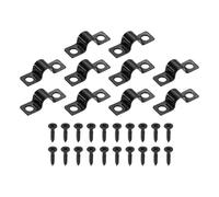 sourcing map 5/16 Inch U-Shaped Pipe Clamp, 25Pcs U Tube Strap Tension Clips Carbon Steel Double Hole Strap Clamp with Screws for Pipe Tube Cable Fixing (8mm, Black)