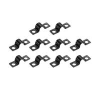 sourcing map 5/16 Inch U-Shaped Pipe Clamp, 50Pcs U Tube Strap Tension Clips Carbon Steel Double Hole Strap Clamp for Pipe Tube Cable Fixing (8mm, Black)