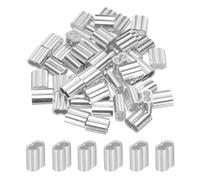 sourcing map 5/32" 4mm Aluminum Crimping Loop Sleeve Double Ferrule for Wire Rope Cable Line End, Silver 50pcs