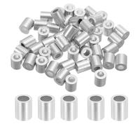 sourcing map 5/32" 4mm Aluminum Crimping Loop Sleeve Single Round Ferrule 10mm Height,Silver 50pcs