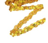 sourcing map 5.4 Yard Sequins Trim Ribbon 0.6 Inch Sequin Gimp Braid Trim Spangle Flat Sequins Paillette Fabric Flat Trims Strips for Crafts Sewing Clothes Home Party Decoration, Shiny Gold