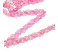 sourcing map 5.4 Yard Sequins Trim Ribbon 0.6 Inch Sequin Gimp Braid Trim Spangle Flat Sequins Paillette Fabric Flat Trims Strips for Crafts Sewing Clothes Home Party Decoration, Pink