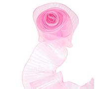 sourcing map 5.5" x 11 Yards Ruffle Pleated Organza Trim Iridescent Pleated Lace Trim Ribbon Sewing Lace Fabric Trim for DIY Craft Dress Clothing Wedding Gift Home Decoration, Pink