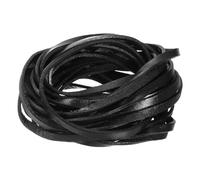 sourcing map 5.5 Yard 5mm Flat Leather Cord, Leather Strips 2mm Thick Lacing Strings for DIY Crafts Making Bracelet Purse Strap (Black)