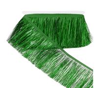 sourcing map 5.5 Yard of 4 Inch Shiny Tinsel Fringe Trim, Sparkling Metallic Fringe Trims Garland Tinsel Streamer for DIY Latin Dance Costume Clothing Accessories Holiday Decor, Green