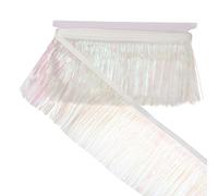 sourcing map 5.5 Yard of 4 Inch Shiny Tinsel Fringe Trim, Sparkling Metallic Fringe Trims Garland Tinsel Streamer for DIY Latin Dance Costume Clothing Accessories Holiday Decor, Transparent