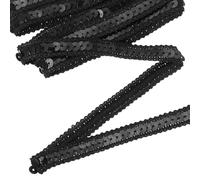 sourcing map 5.5 Yard Sequins Trim Ribbon 0.5 Inch Sequin Gimp Braid Trim Spangle Flat Sequins Paillette Fabric Flat Trims Strips for Crafts Sewing Clothes Home Party Decoration, Black