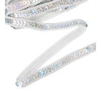 sourcing map 5.5 Yard Sequins Trim Ribbon 0.5 Inch Sequin Gimp Braid Trim Spangle Flat Sequins Paillette Fabric Flat Trims Strips for Crafts Sewing Clothes Home Party Decoration, Laser Silver