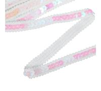 sourcing map 5.5 Yard Sequins Trim Ribbon 0.5 Inch Sequin Gimp Braid Trim Spangle Flat Sequins Paillette Fabric Flat Trims Strips for Crafts Sewing Clothes Home Party Decoration, Colored White