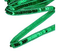 sourcing map 5.5 Yard Sequins Trim Ribbon 0.5 Inch Sequin Gimp Braid Trim Spangle Flat Sequins Paillette Fabric Flat Trims Strips for Crafts Sewing Clothes Home Party Decoration, Green