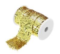 sourcing map 5.5 Yards 3 Inch Elastic Sequins Trim 3 Row Flat Sequin Strip Paillette Sequins Fabric Ribbon for Crafts DIY Sequin Fringe Sewing Gold