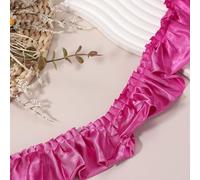 sourcing map 5.5 Yards 3D Pleated Chiffon Lace Trim 2" Satin Ruffle Ribbon Pleated Sewing Fabric Trim for Headwear Dress Bag Wedding Dress Home Decoration, Rose Red