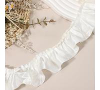 sourcing map 5.5 Yards 3D Pleated Chiffon Lace Trim 2" Satin Ruffle Ribbon Pleated Sewing Fabric Trim for Headwear Dress Bag Wedding Dress Home Decoration, Creamy White