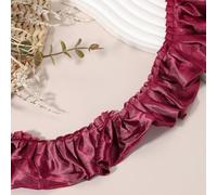 sourcing map 5.5 Yards 3D Pleated Chiffon Lace Trim 2" Satin Ruffle Ribbon Pleated Sewing Fabric Trim for Headwear Dress Bag Wedding Dress Home Decoration, Wine Red