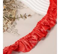 sourcing map 5.5 Yards 3D Pleated Chiffon Lace Trim 2" Satin Ruffle Ribbon Pleated Sewing Fabric Trim for Headwear Dress Bag Wedding Dress Home Decoration, Red