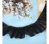 Sourcing Map 5.5 Yards Black Polyester Ruffle Lace Trim Ribbon, 3" Pleated Organza Lace Edge Trim, Classic Style, Suitable for DIY Crafts, Wedding, Home Decoration
