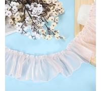 sourcing map 5.5 Yards Ruffle Lace Trim Ribbon 8cm/3" Pleated Organza Lace Edge Trim Sewing Lace Fabric Trim for DIY Craft Dress Clothing Wedding Gift Home Decoration, Pink