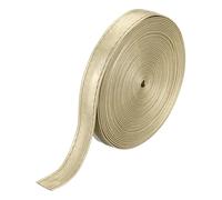 sourcing map 5.5Yard/5m Double Sided PU Leather Strap, 0.47 Inches Wide Flat Leather Strips Cord String for Clothing Bag DIY Craft Making, Gold
