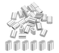 sourcing map 5/64" 2mm Aluminum Crimping Loop Sleeve Double Ferrule for Wire Rope Cable Line End, Silver 25pcs