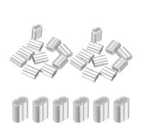 sourcing map 5/64" 2mm Aluminum Crimping Loop Sleeve Double Ferrule for Wire Rope Cable Line End, Silver 20pcs