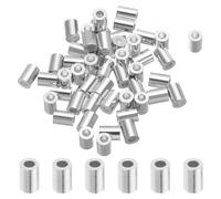 sourcing map 5/64" 2mm Aluminum Crimping Loop Sleeve Single Round Ferrule 7mm Height, Silver 50pcs