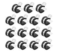 sourcing map 5/8"(16mm) Cable Clamp, 304 Stainless Steel Rubber Cushioned Insulated R Shape Metal Clamp Tube Holder for Pipe Hose Wire Cord Installation 15Pcs